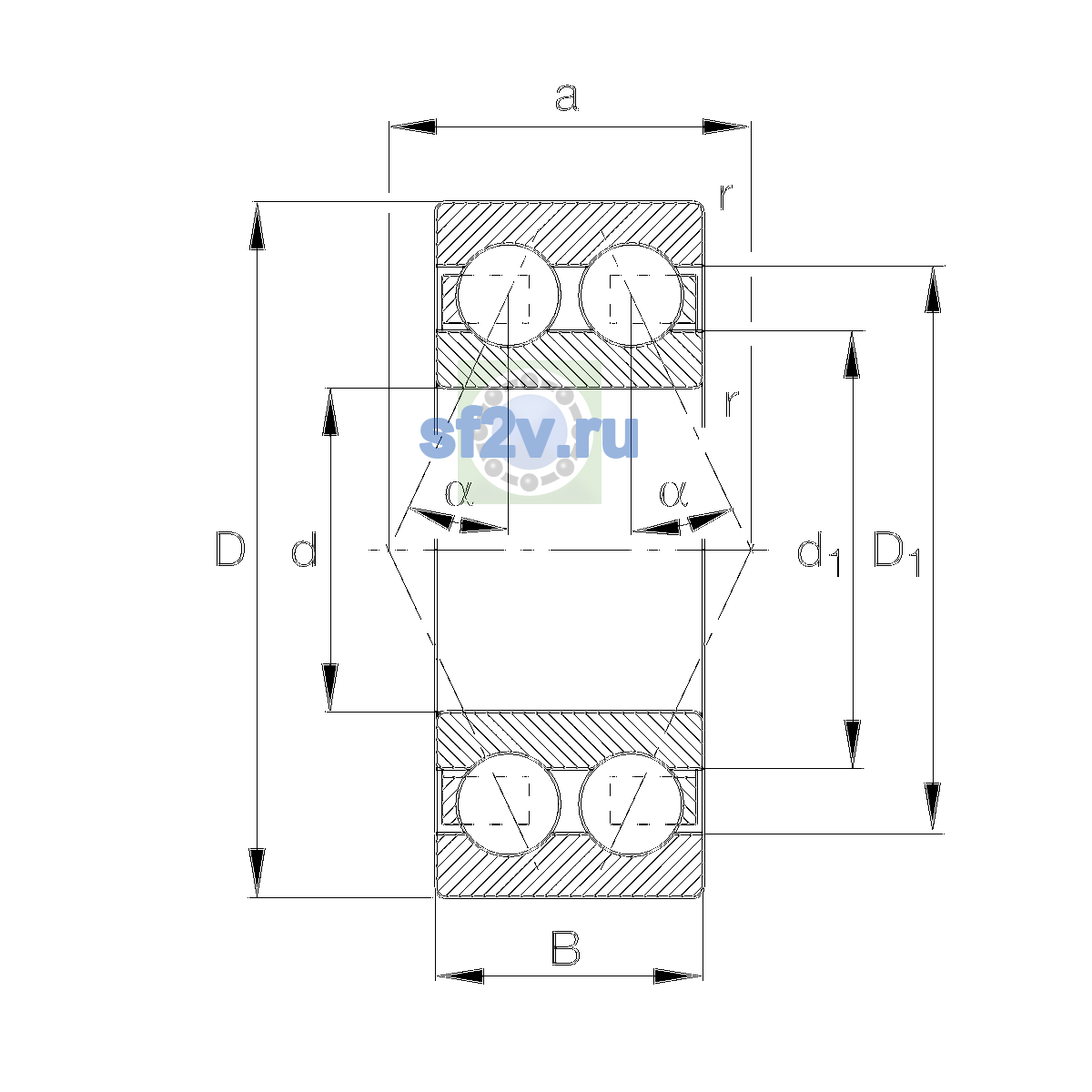 Схема подшипника 3304-BD-XL-TVH-C3