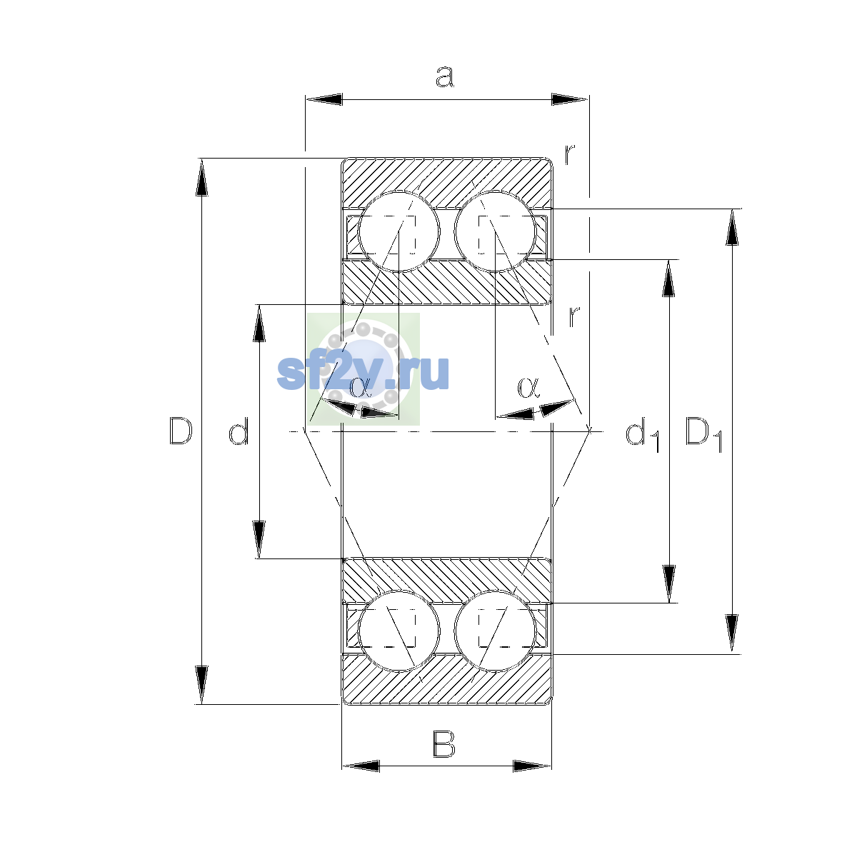 Схема подшипника 3305-BD-XL-TVH-L285