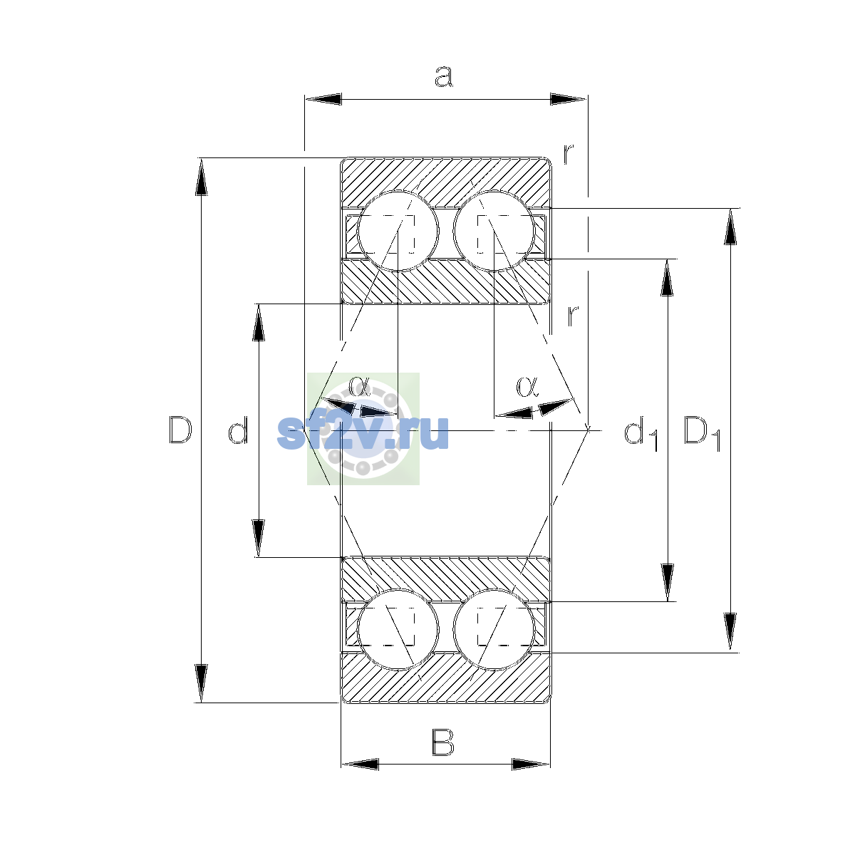 Схема подшипника 3306-BD-XL-TVH-L285