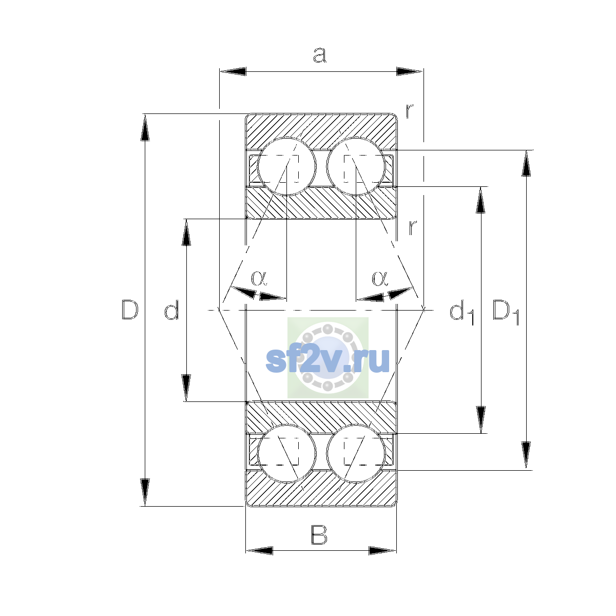 Схема подшипника 3307-BD-XL-TVH-C4