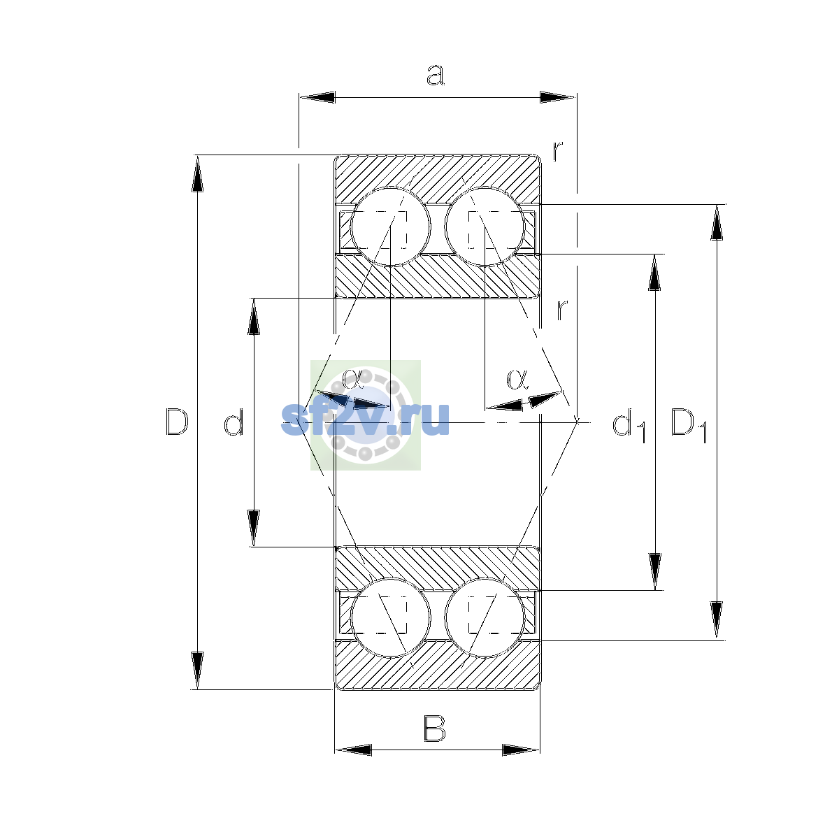 Схема подшипника 3308-BD-XL-TVH