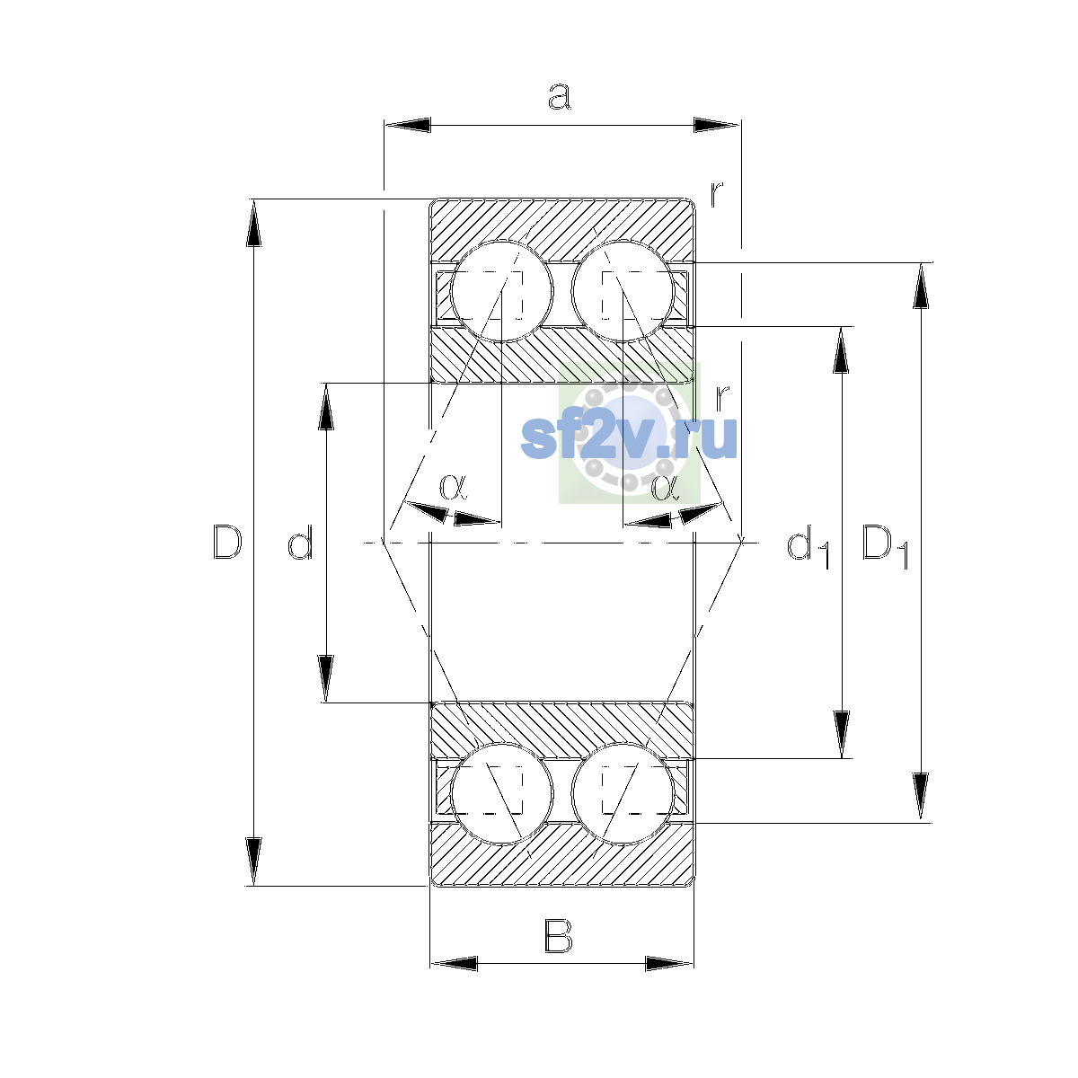 Схема подшипника 3309-BD-XL-TVH
