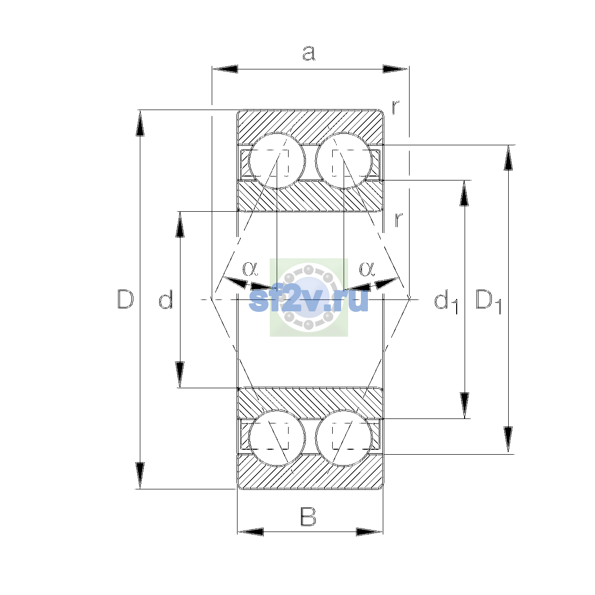 Схема подшипника 3309-BD-XL-TVH-L285