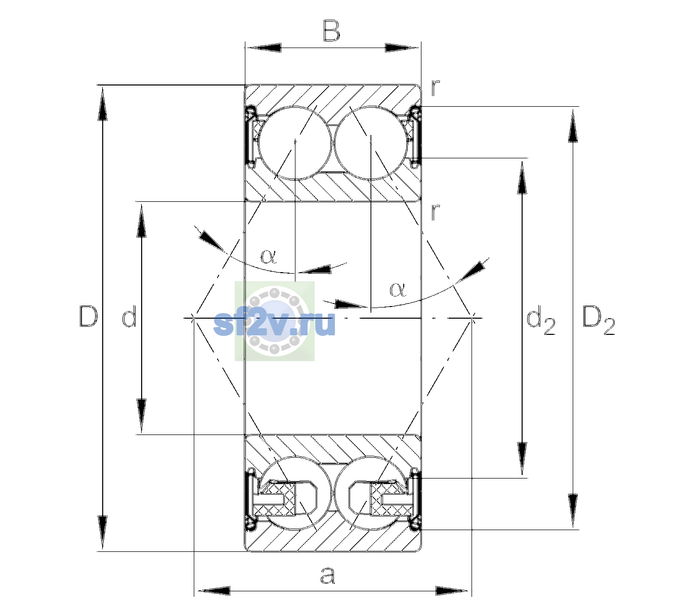 Схема подшипника 3310-BD-XL-2Z