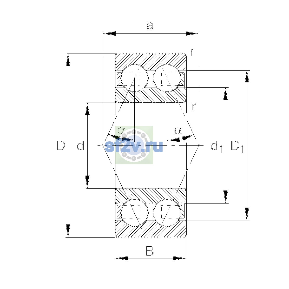 Схема подшипника 3310-BD-XL-TVH-C3