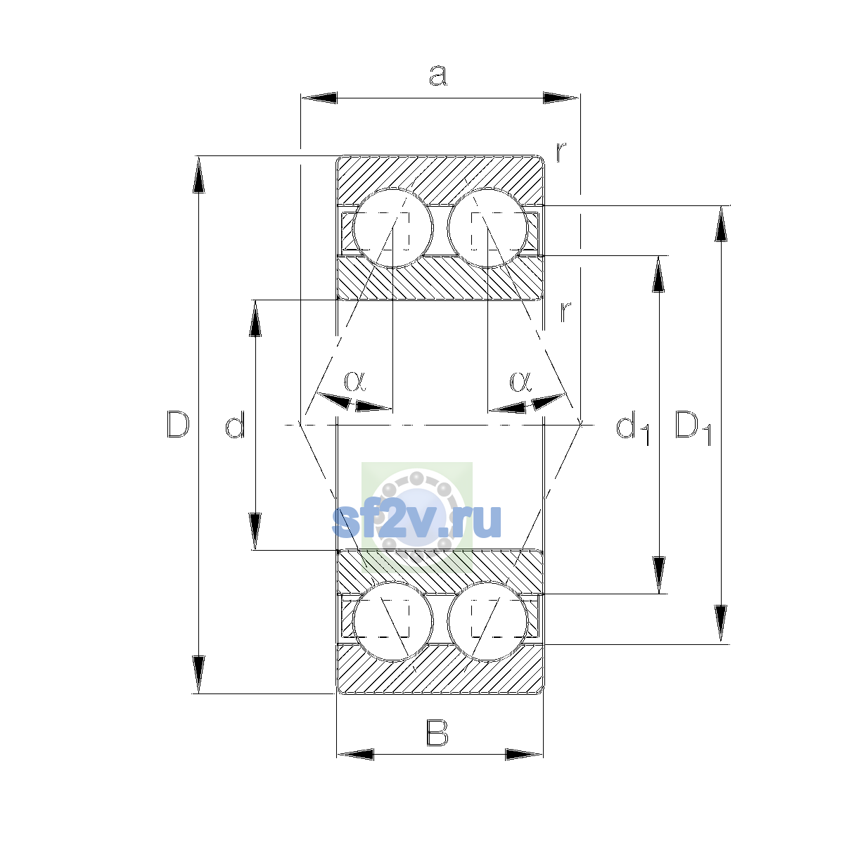 Схема подшипника 3310-BD-XL-TVH-L285