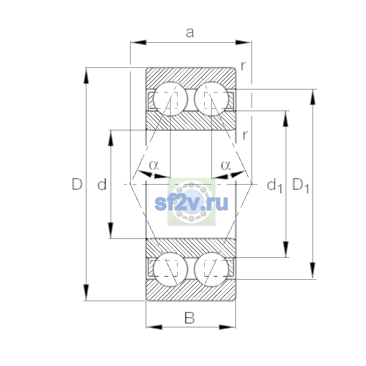 Схема подшипника 3310-BD-XL-TVH-L285-C3