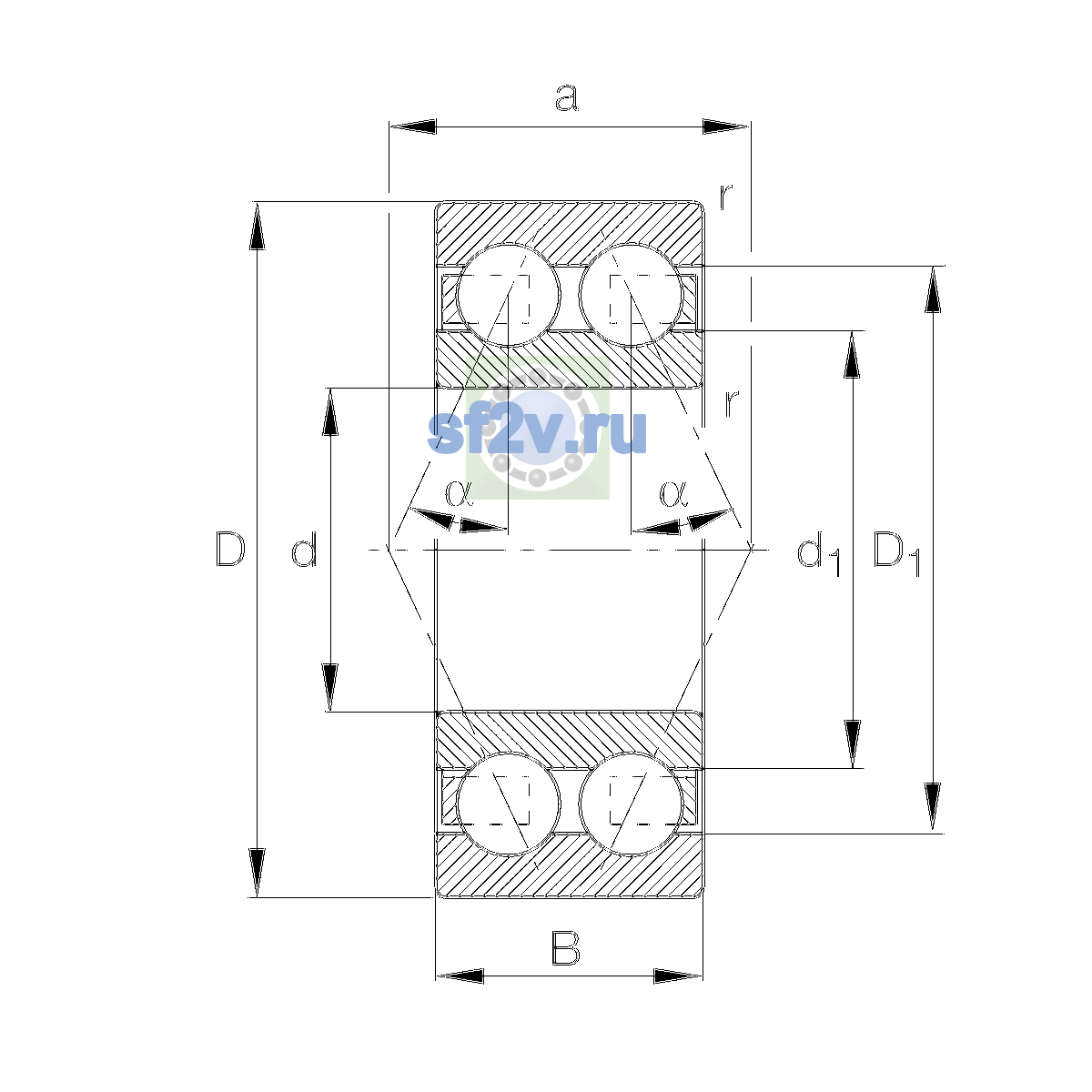 Схема подшипника 3310-BD-XL-TVH-L285-C4