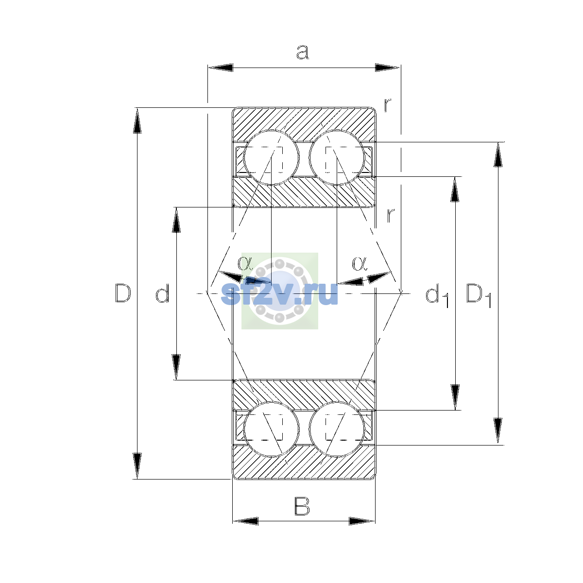 Схема подшипника 3311-BD-XL-TVH-L285