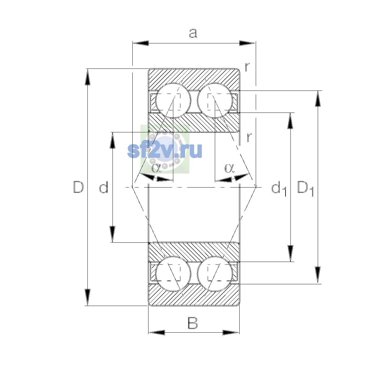 Схема подшипника 3313-BD-XL-C3