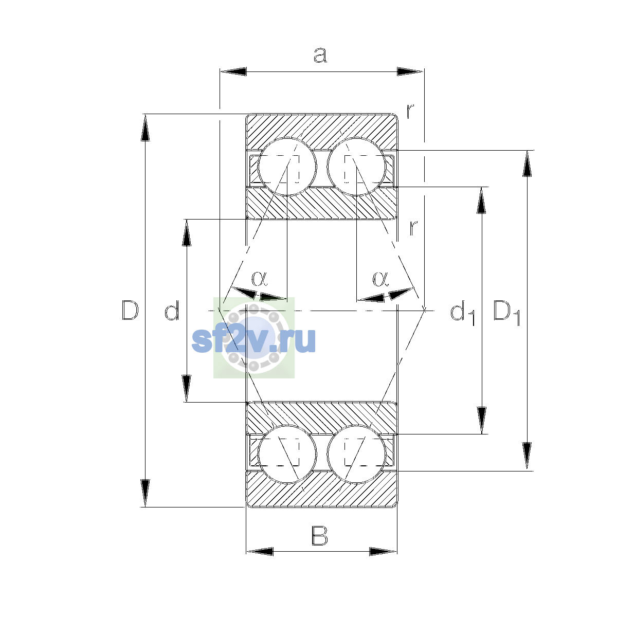 Схема подшипника 3313-BD-XL-TVH