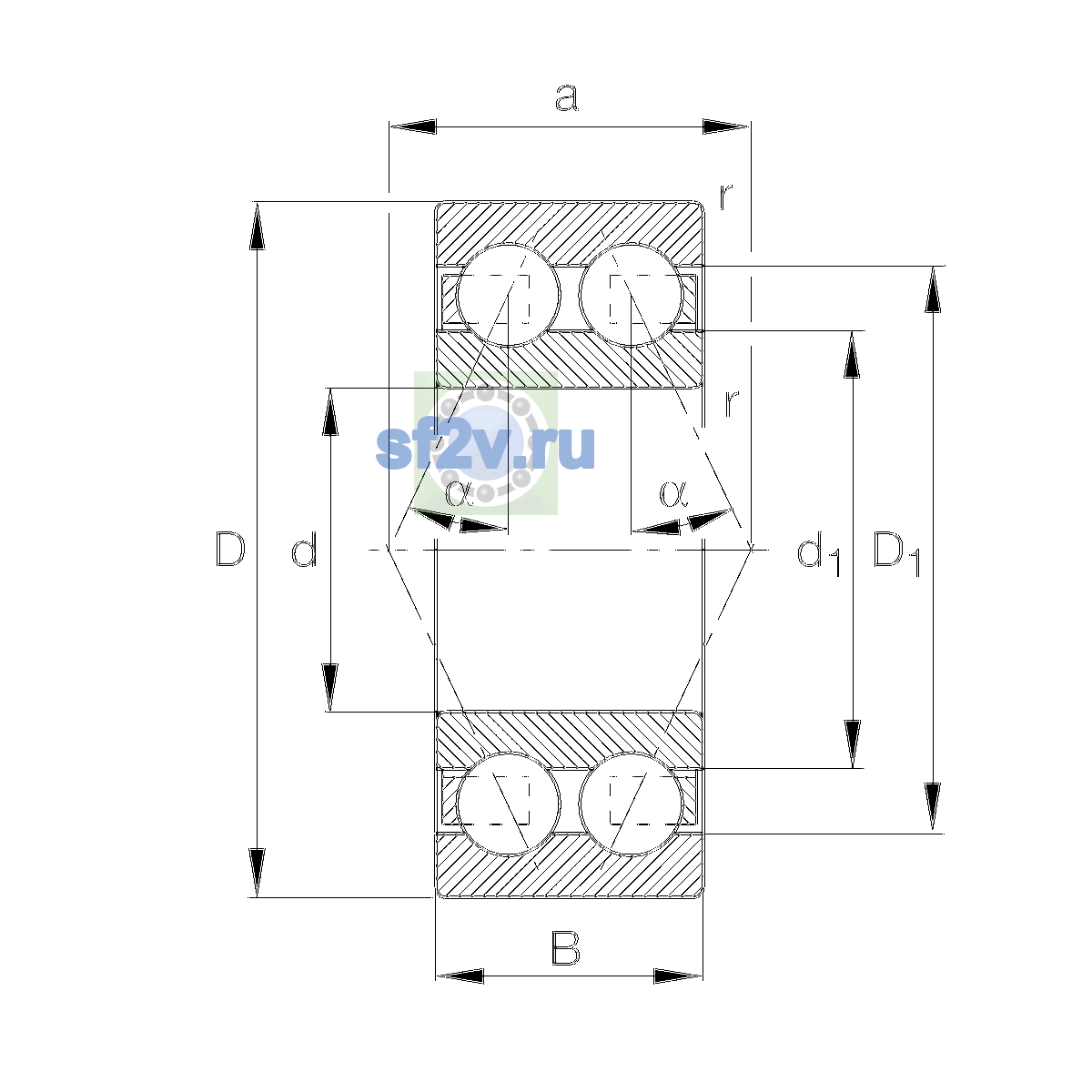 Схема подшипника 3314-BD-XL-TVH