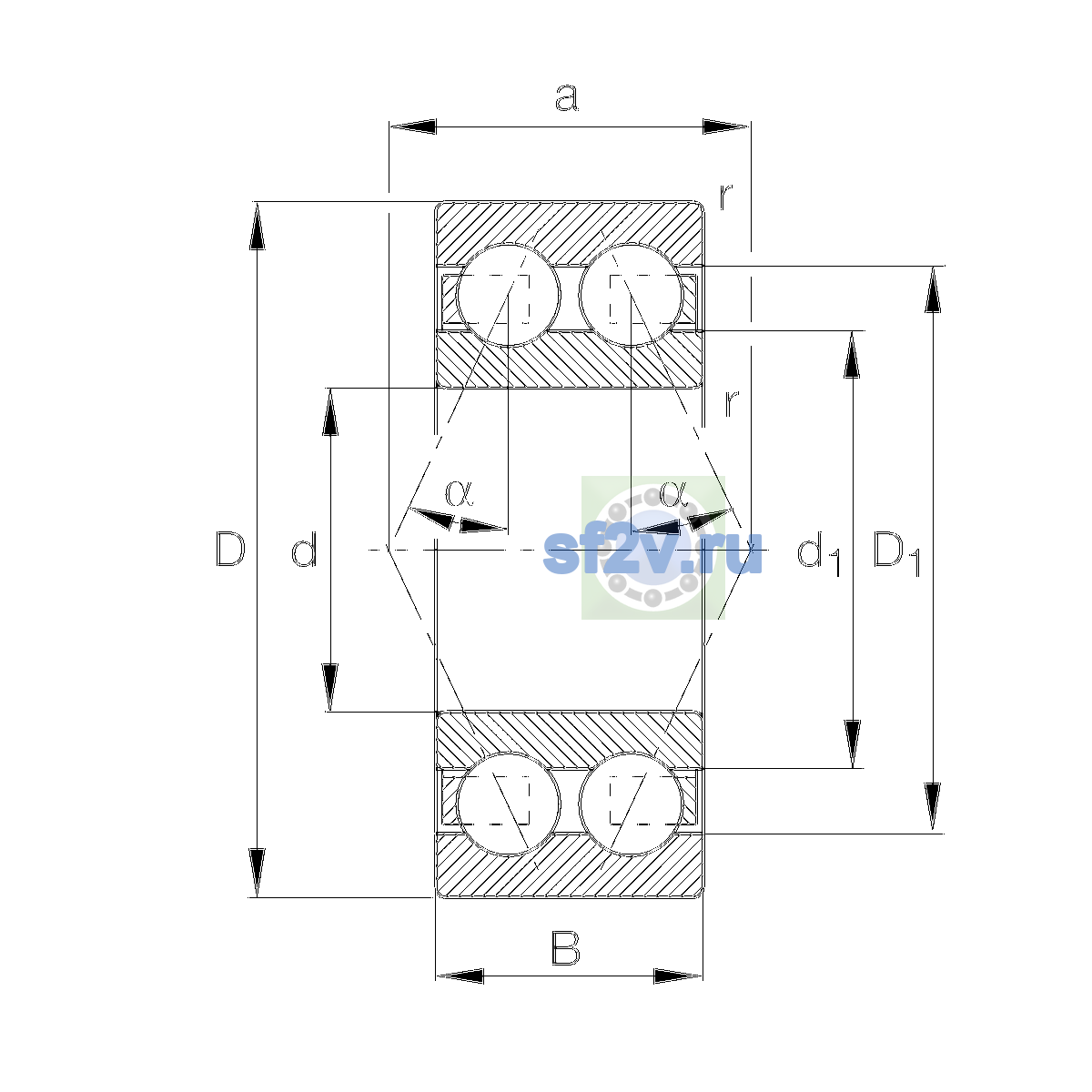 Схема подшипника 3314-BD-XL-TVH-C3