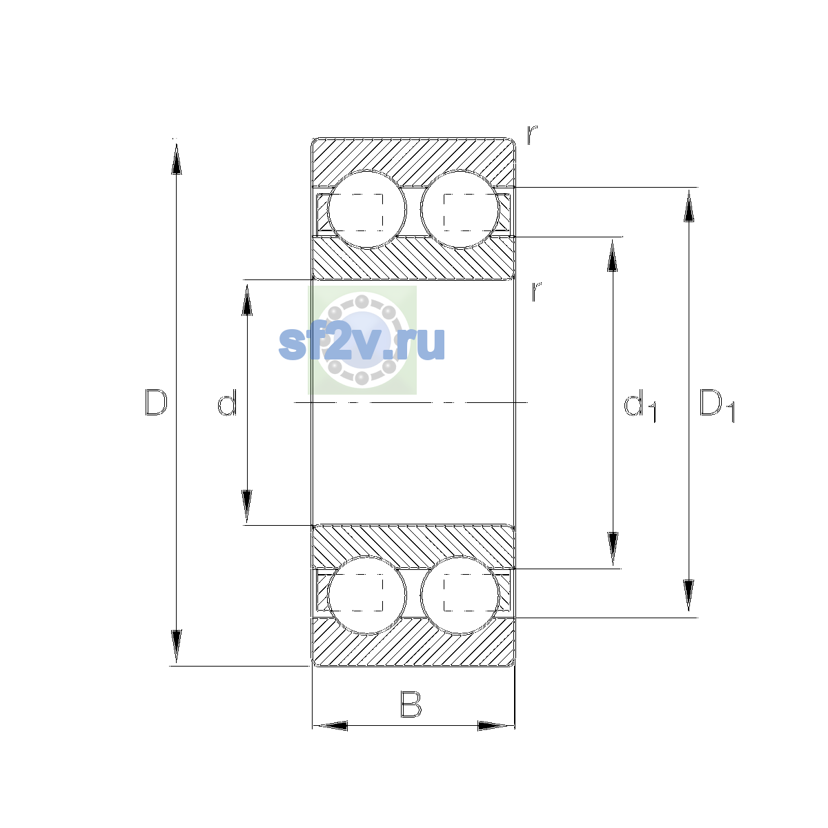 Схема подшипника 4302-BB-TVH
