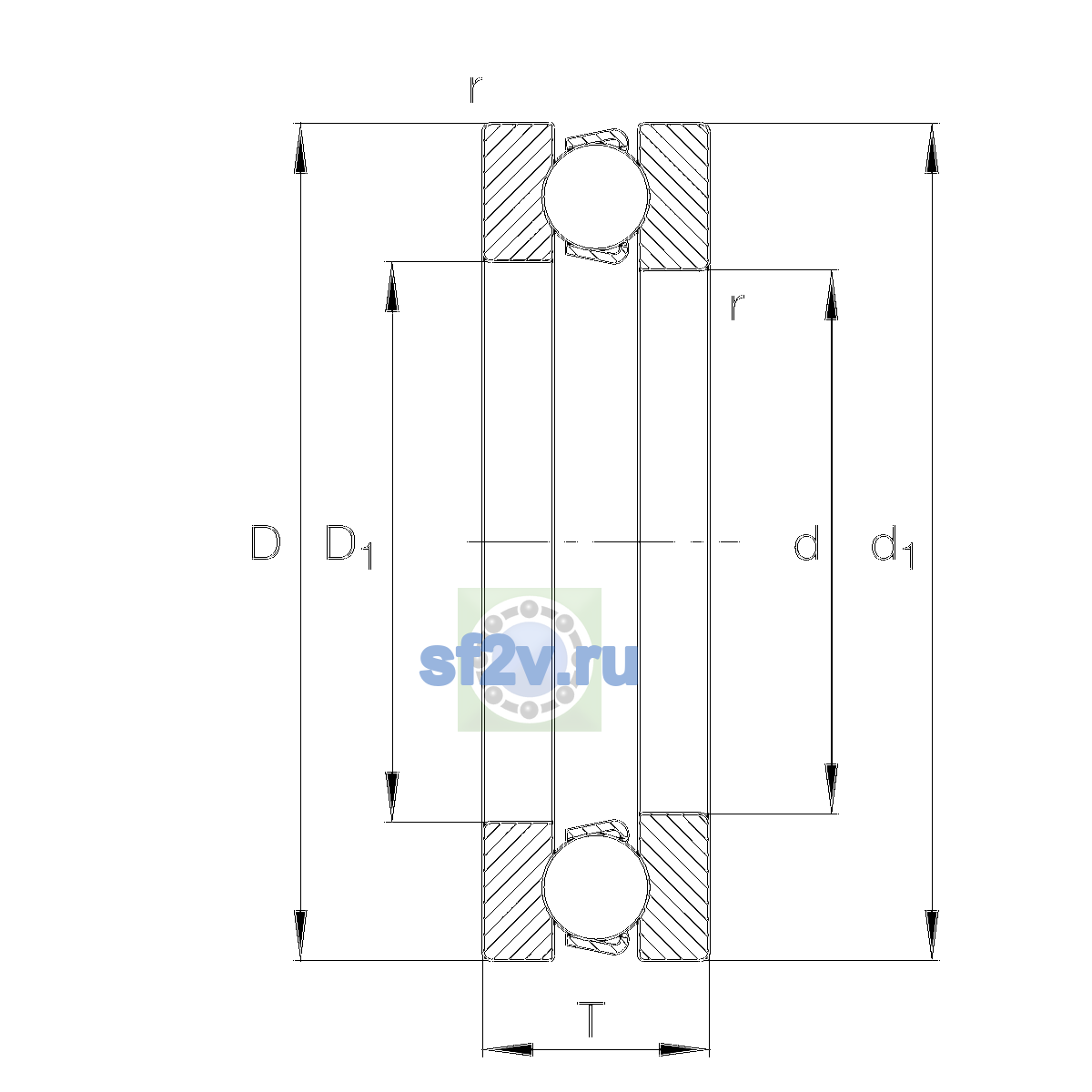 Схема подшипника 51110