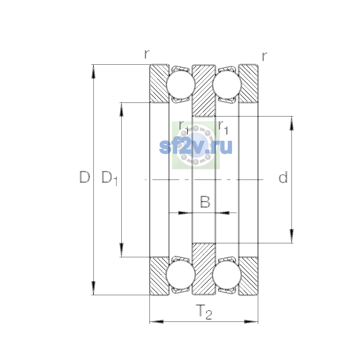 Схема подшипника 52406