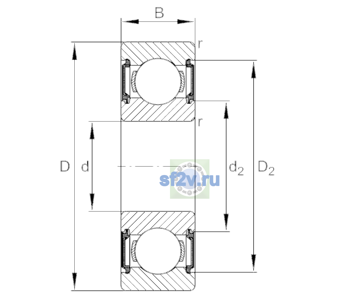 Схема подшипника 6001-C-2BRS-L091-C4>V