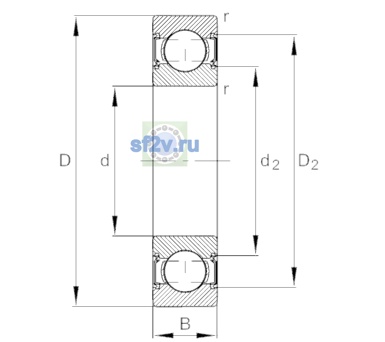Схема подшипника 6001-C-2HRS-L138-CM