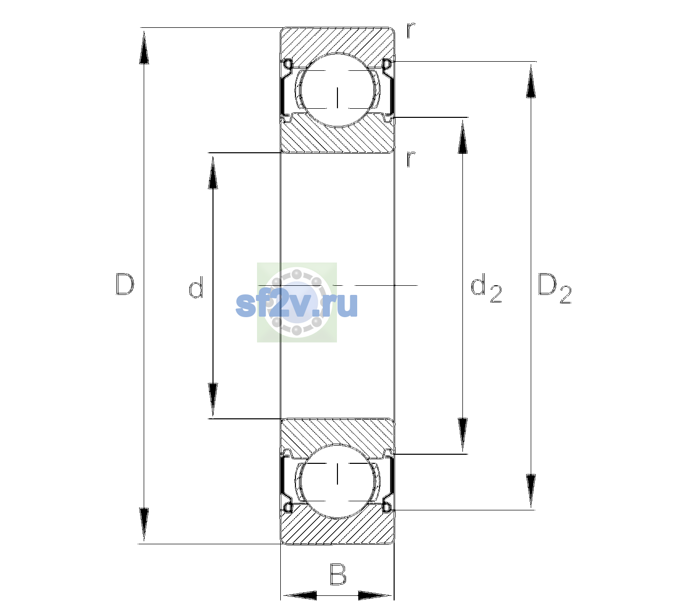 Схема подшипника 6001-C-2Z-L038>V