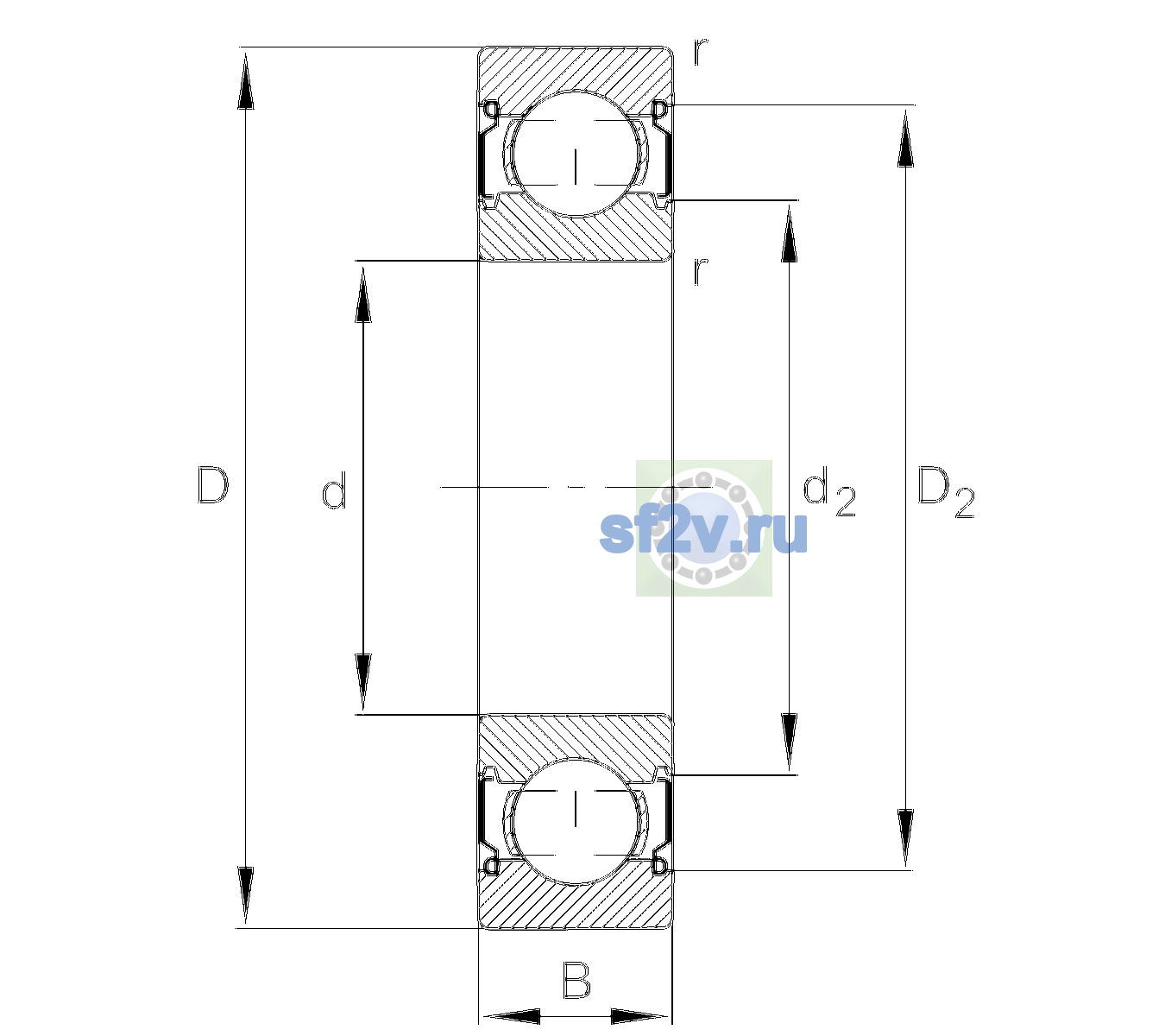 Схема подшипника 6001-C-2Z-L091-C3