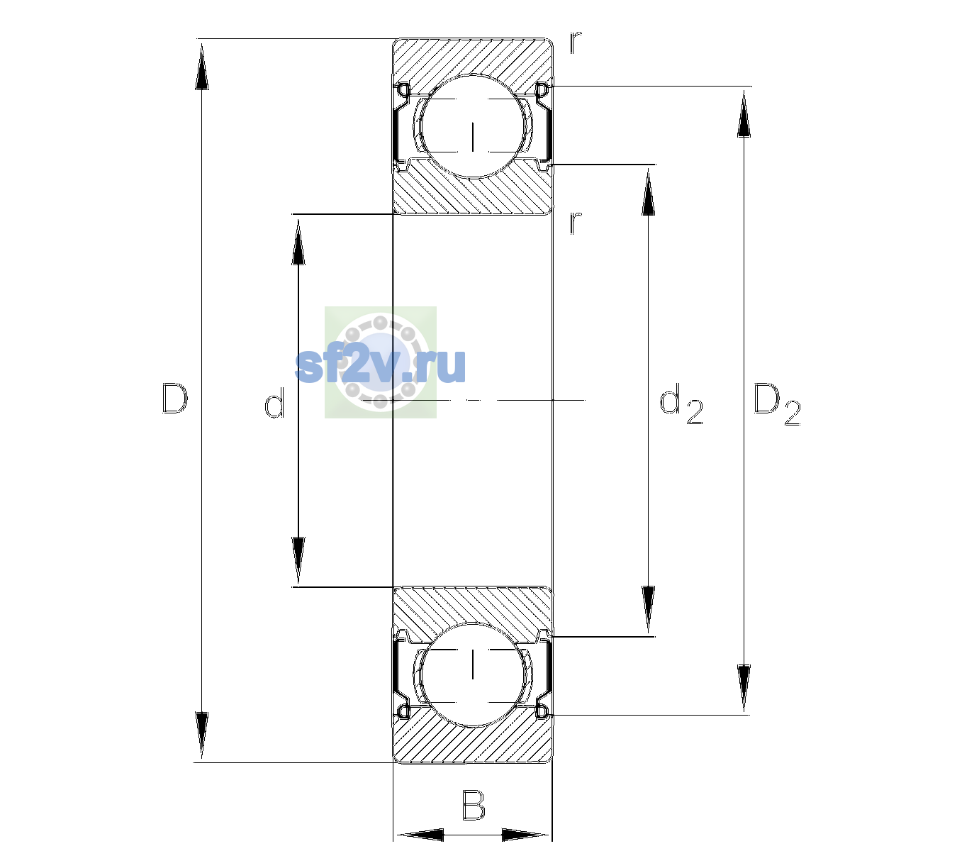 Схема подшипника 6002-C-2Z-L069-C3
