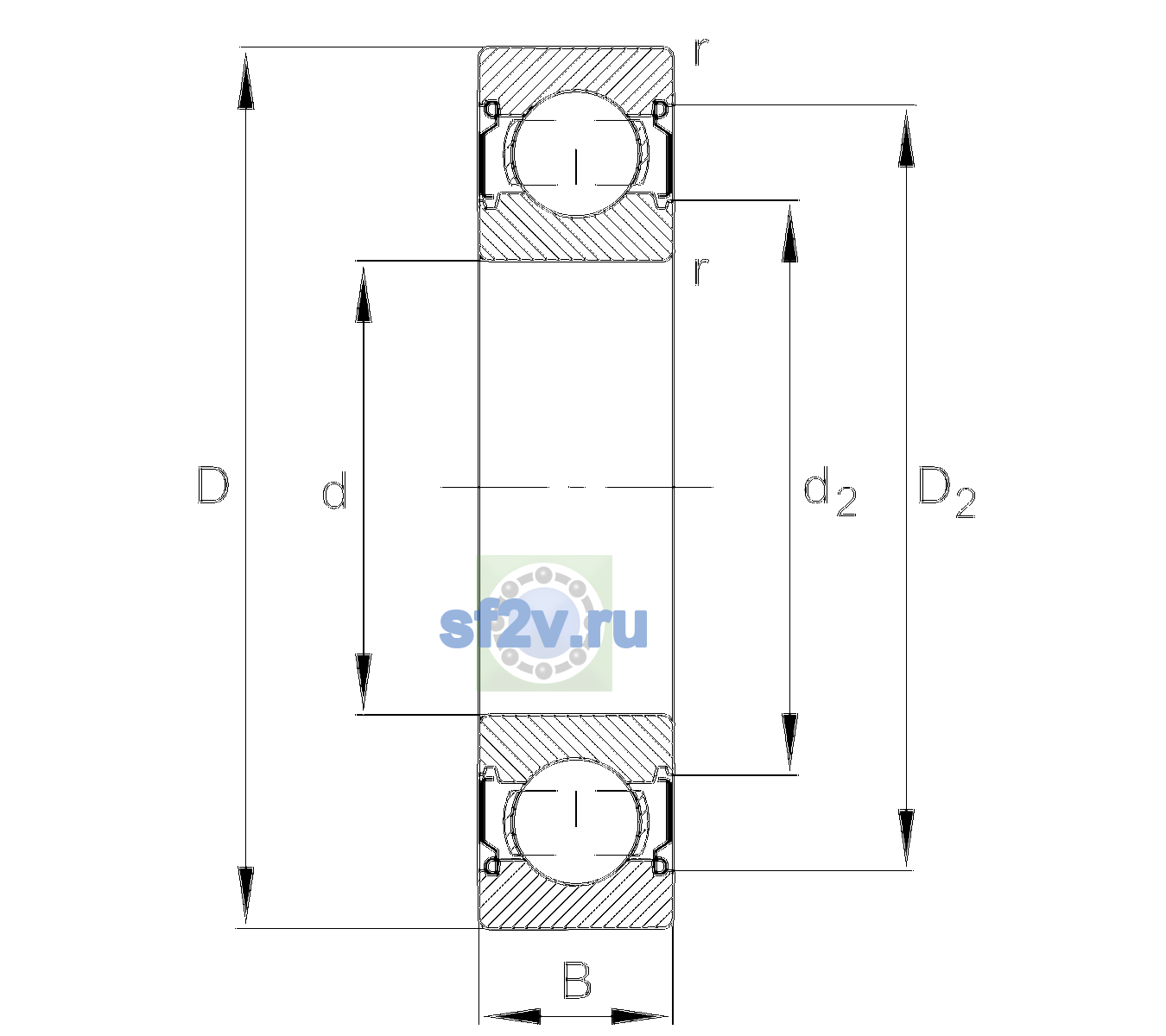 Схема подшипника 6002-C-2Z-L069-C3>V