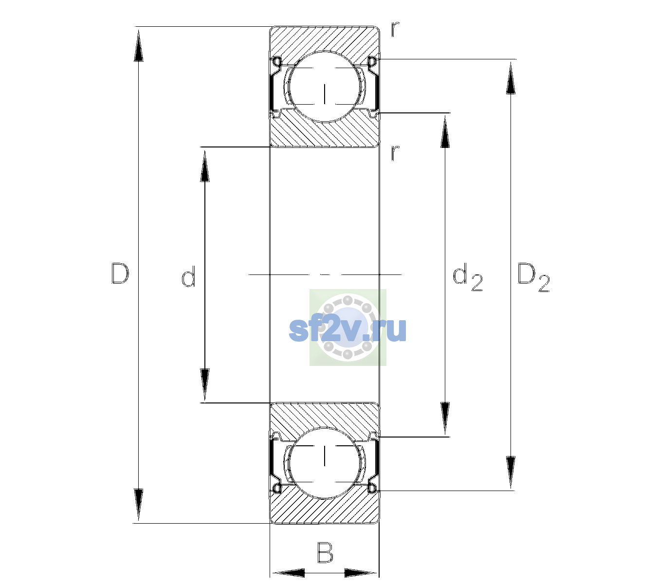 Схема подшипника 6002-C-2Z-L138-CM