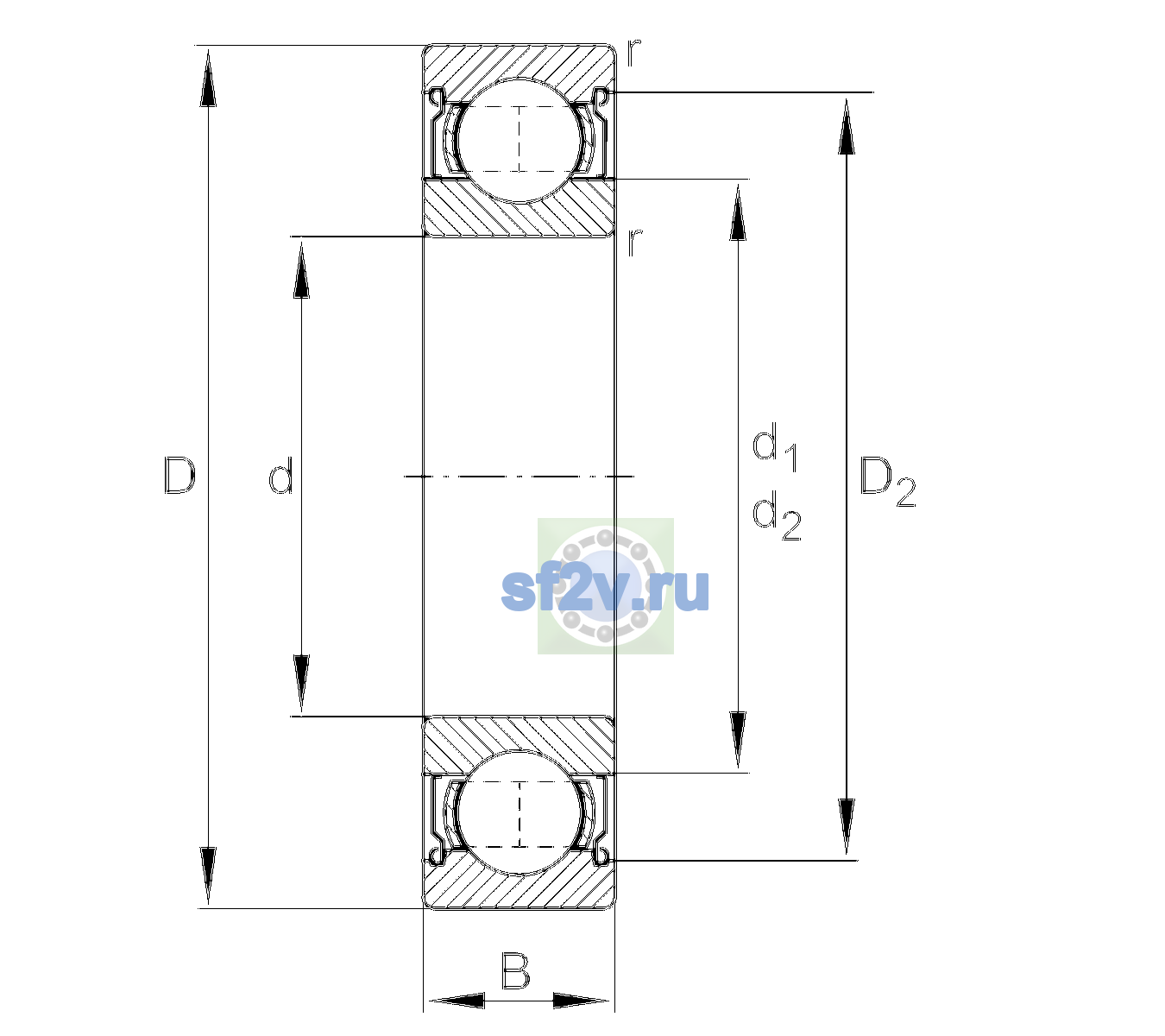 Схема подшипника 6003-2Z-C2