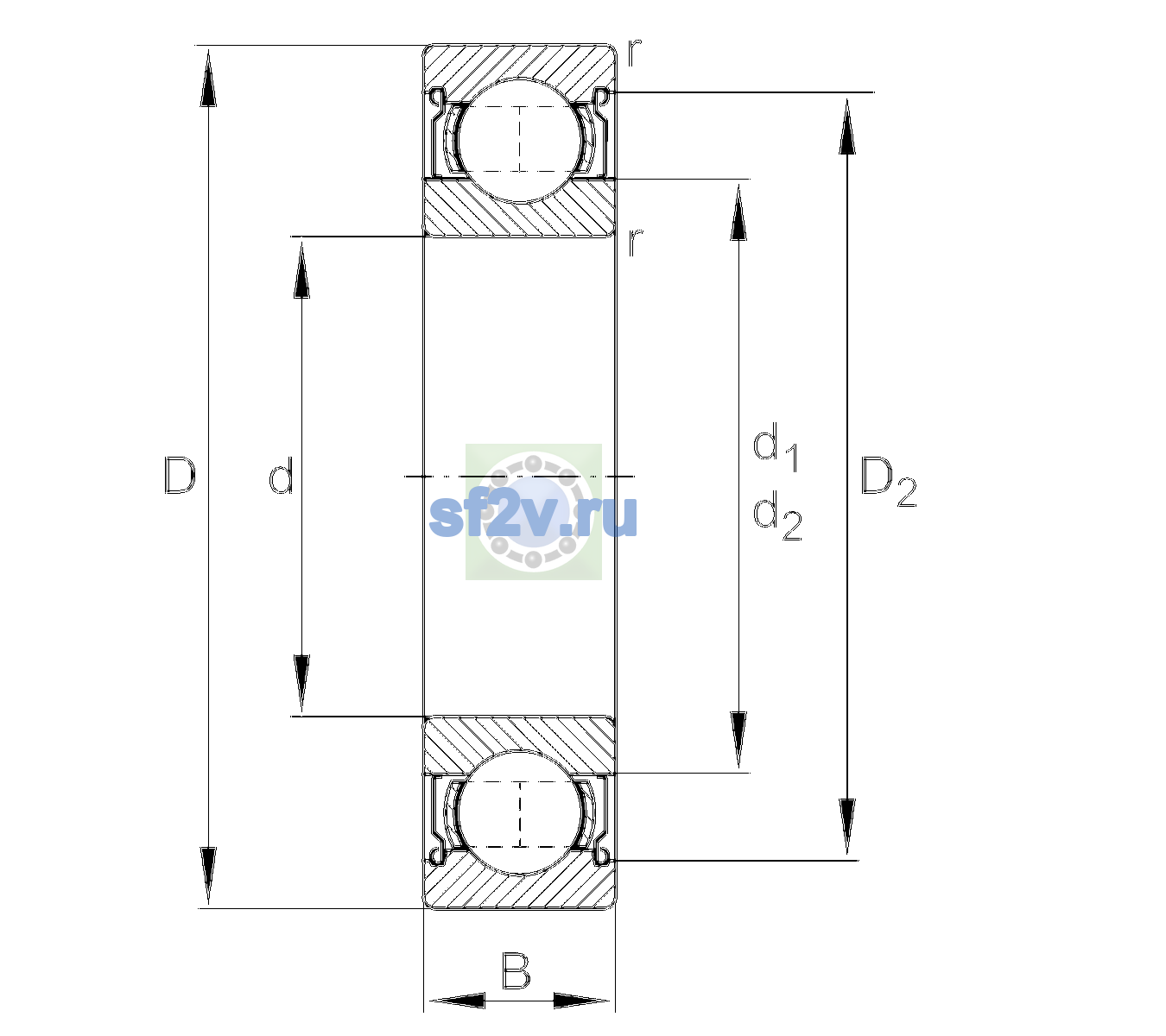 Схема подшипника 6003-2Z-L138