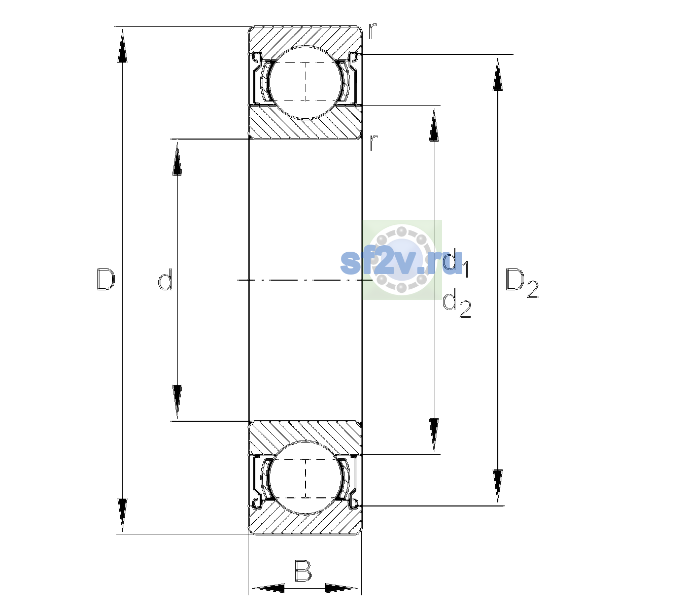 Схема подшипника 6003-2Z-L138-CM