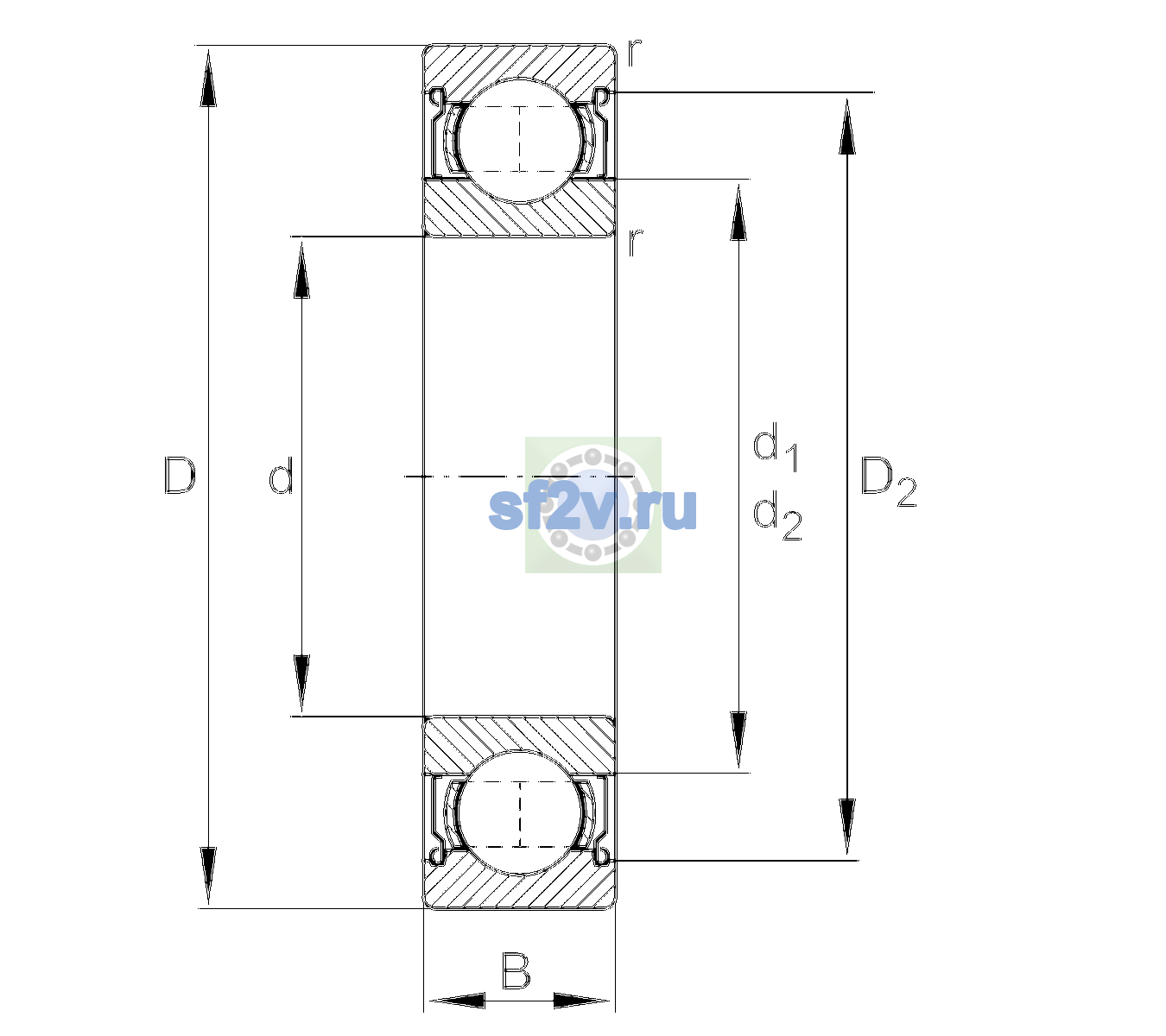 Схема подшипника 6003-2Z-L207