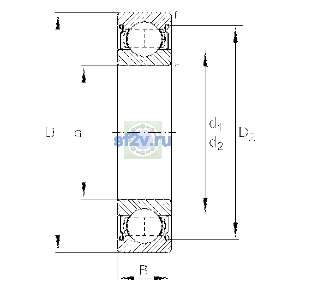 Схема подшипника 6003-2Z-L237-C3