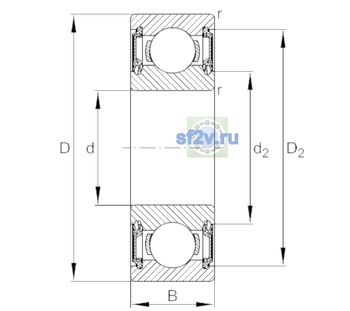 Схема подшипника 6003-H-2RSR-C3
