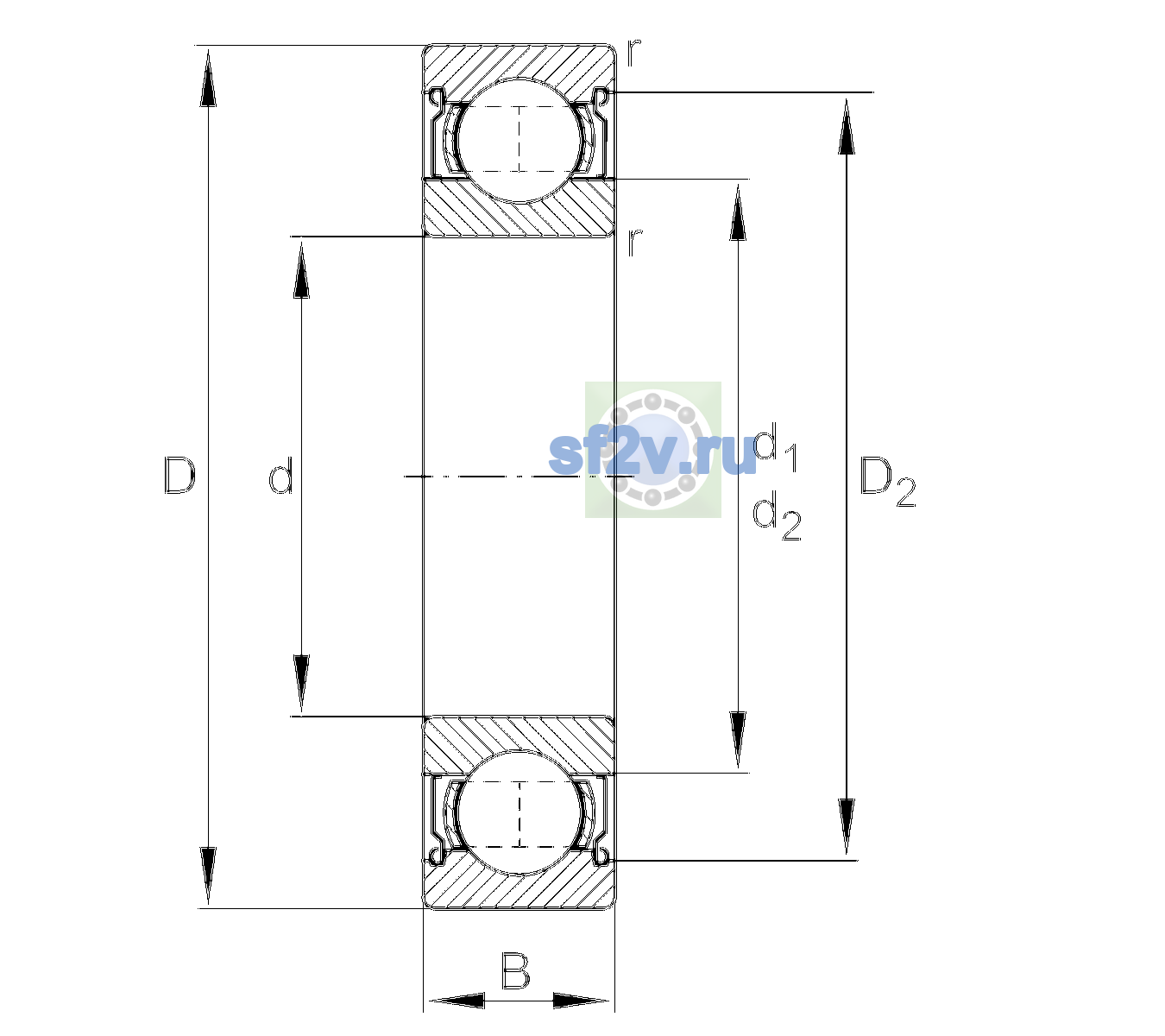 Схема подшипника 6004-2Z-L038-C4