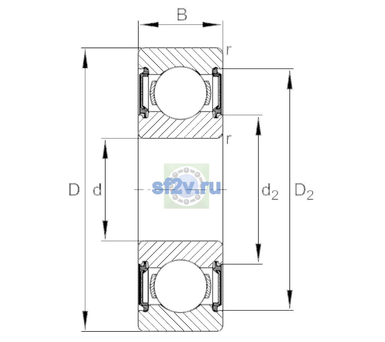 Схема подшипника 6004-C-2BRS-L091-C3>V