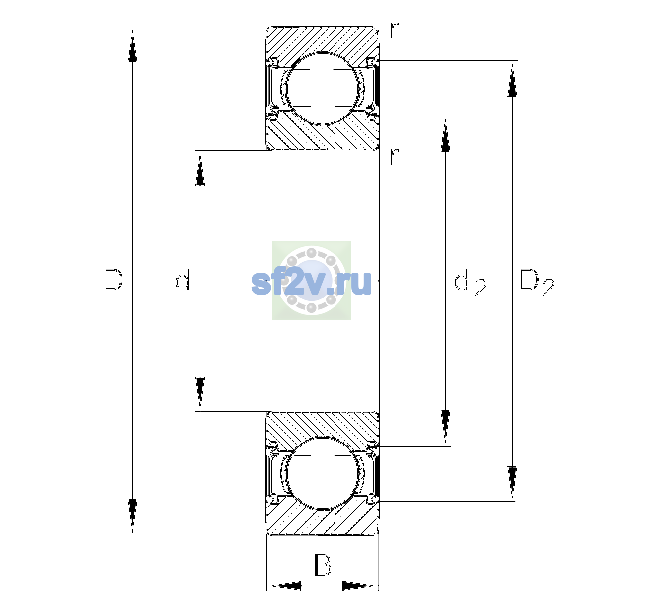 Схема подшипника 6004-C-2HRS-L138-CM>V