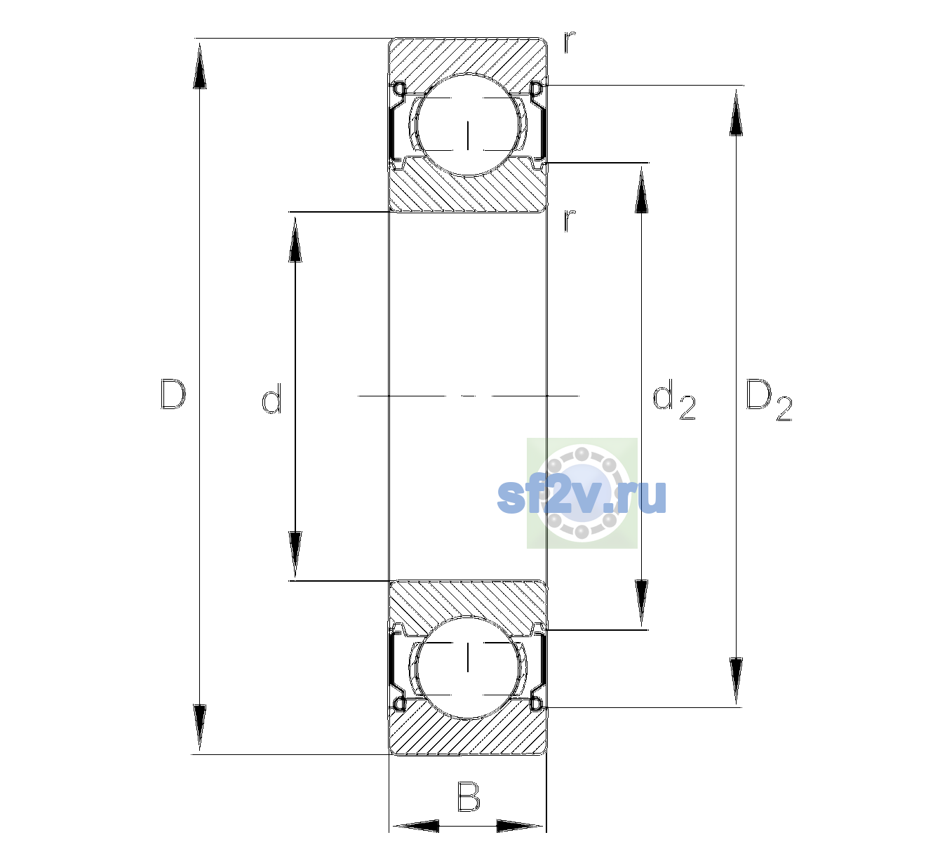 Схема подшипника 6004-C-2Z-L069-C3>V
