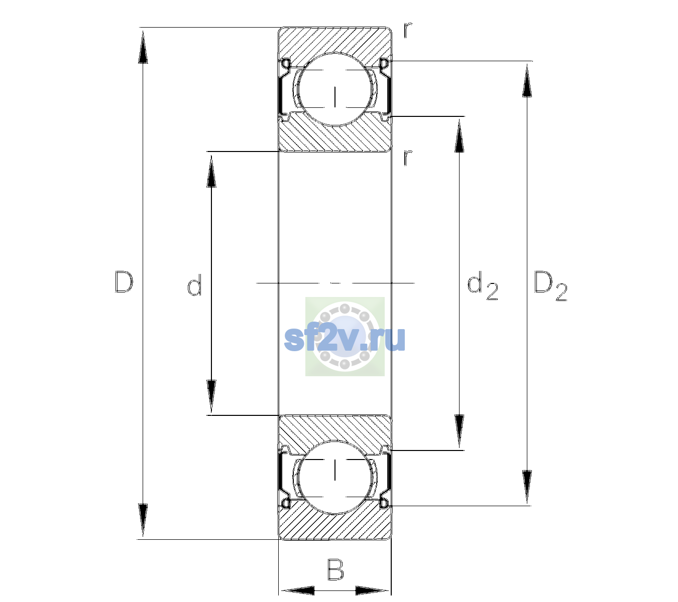 Схема подшипника 6004-C-2Z-L138-C3