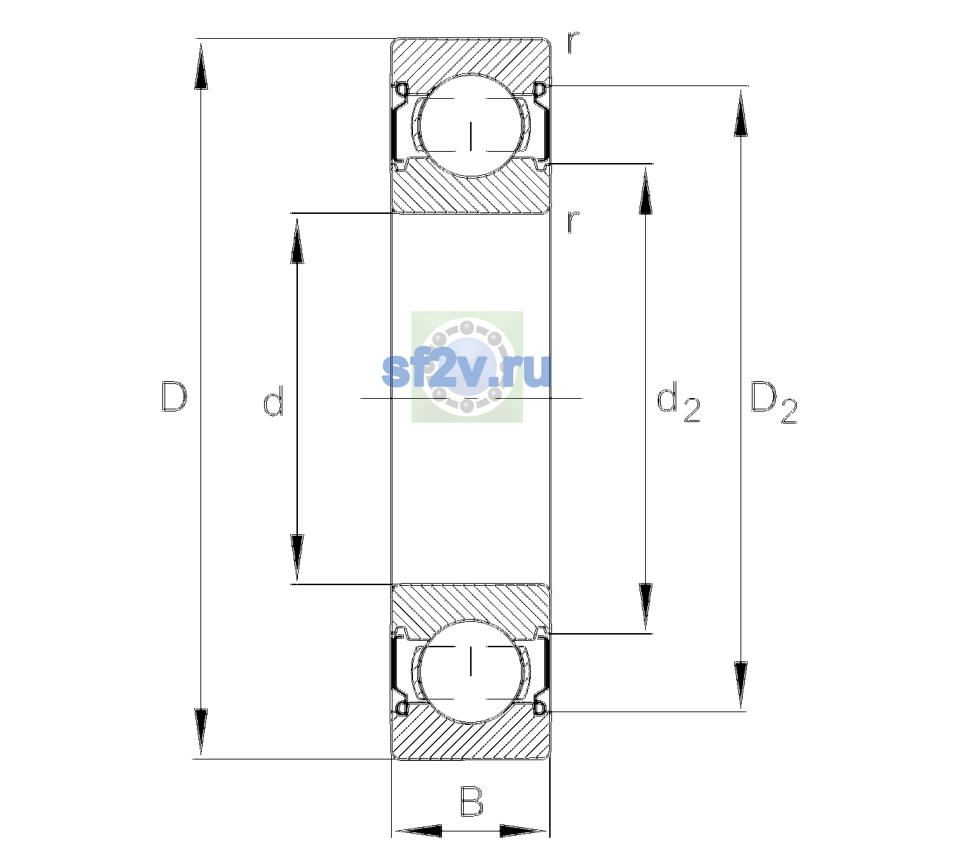 Схема подшипника 6004-C-2Z-L138-C3>V