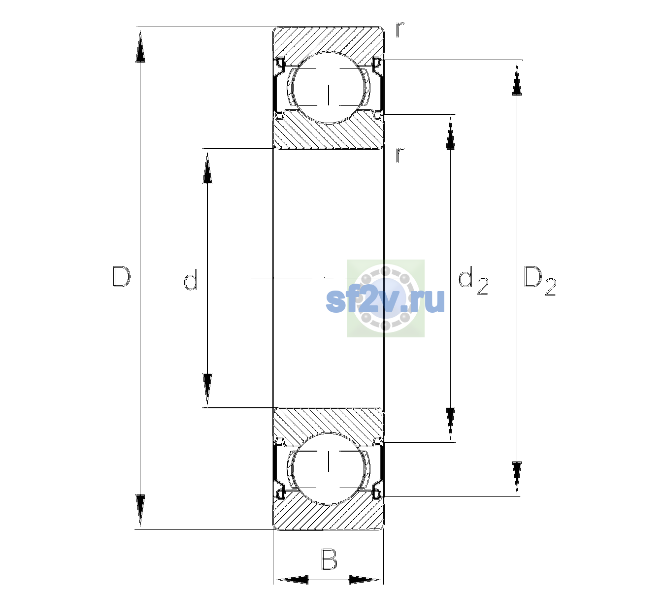 Схема подшипника 6004-C-2Z-L138-CM