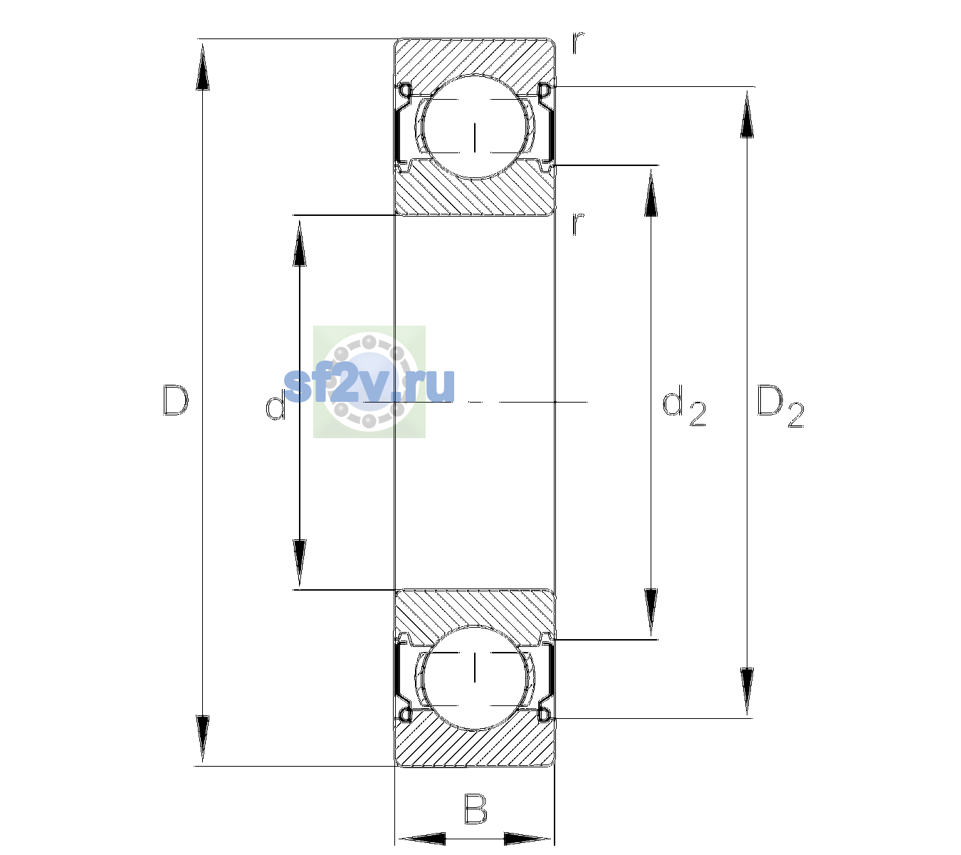 Схема подшипника 6004-C-2Z-L138-CM>V