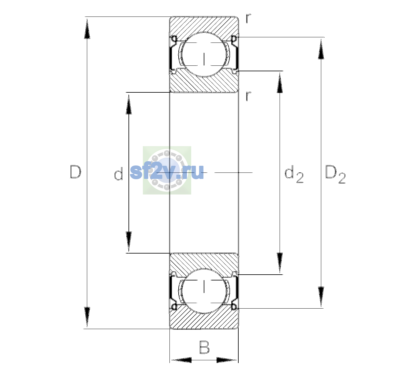 Схема подшипника 6004-C-2Z-TVH-L038-CM>V