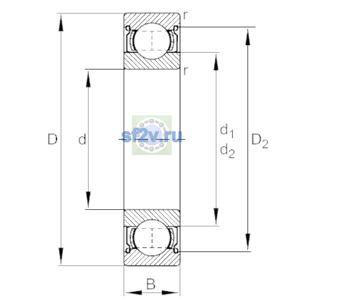 Схема подшипника 6006-2Z-L038