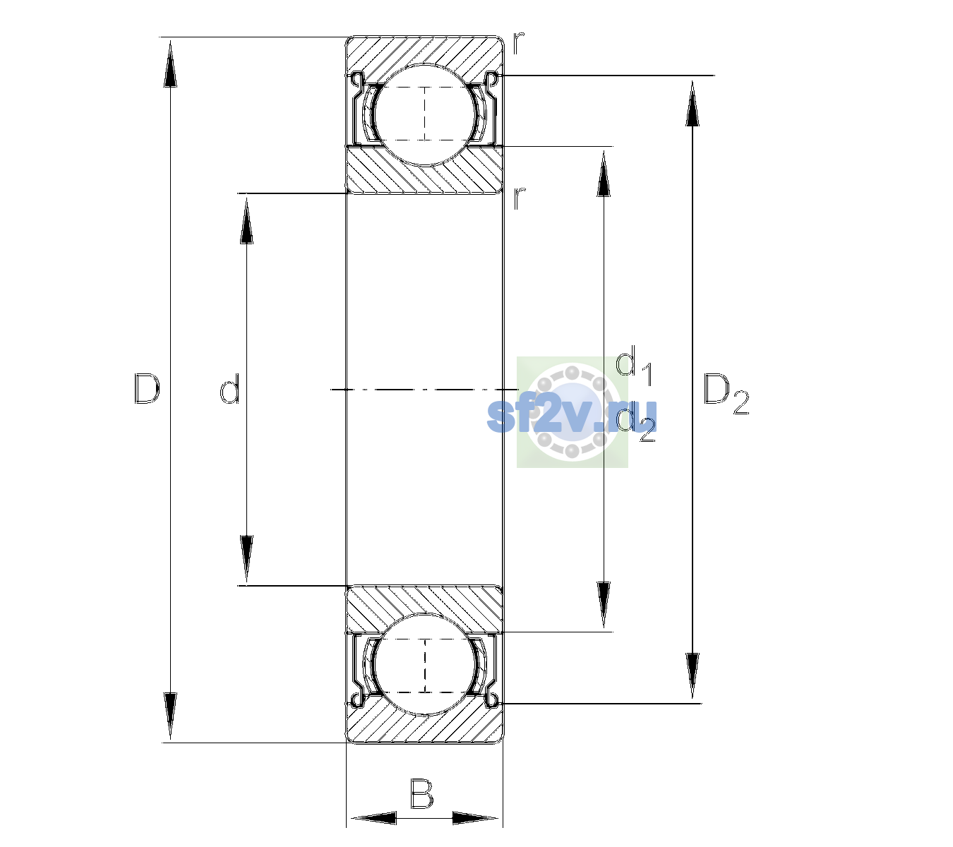 Схема подшипника 6006-2Z-L138