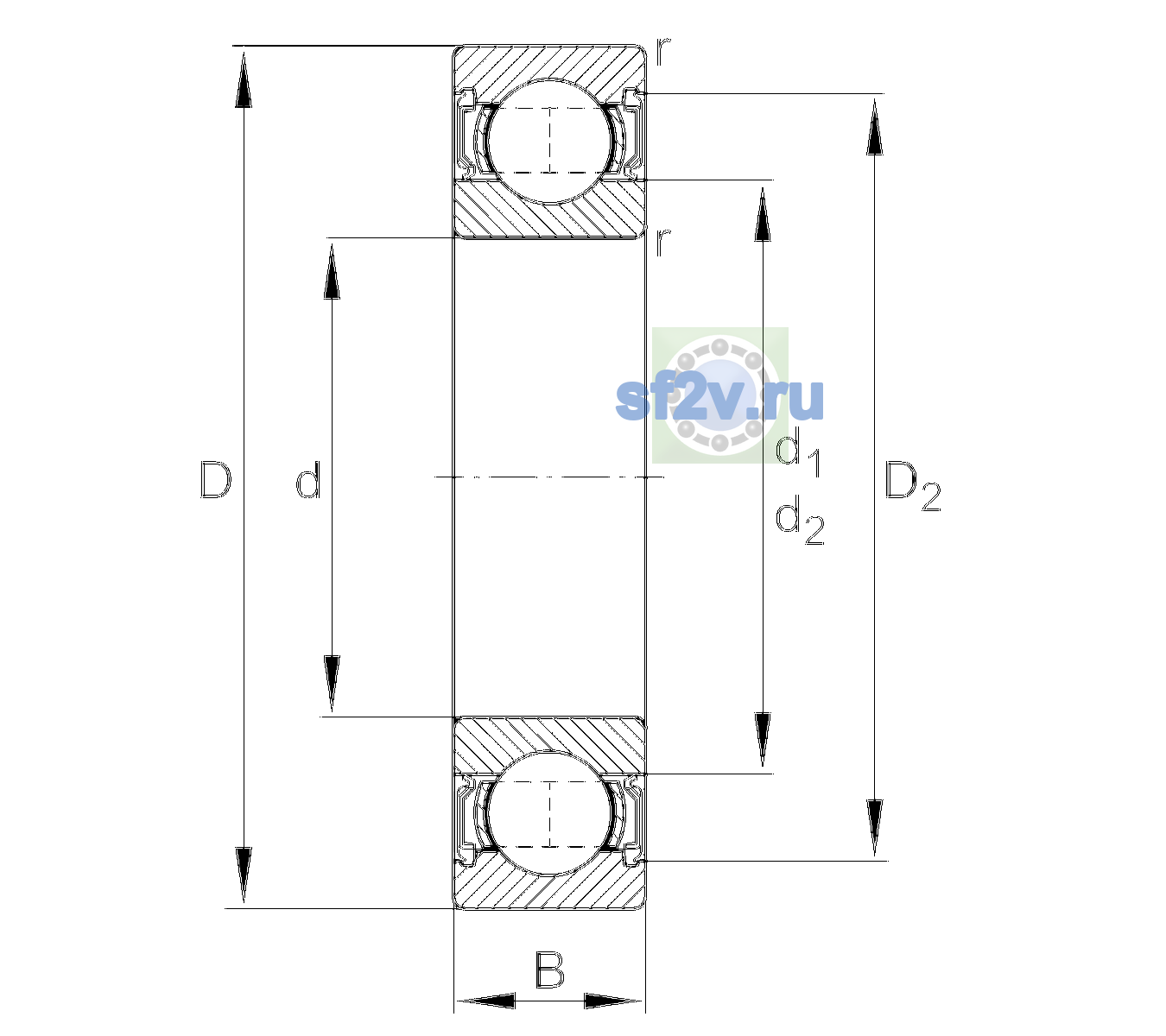 Схема подшипника 6007-2RSR-L138-CM