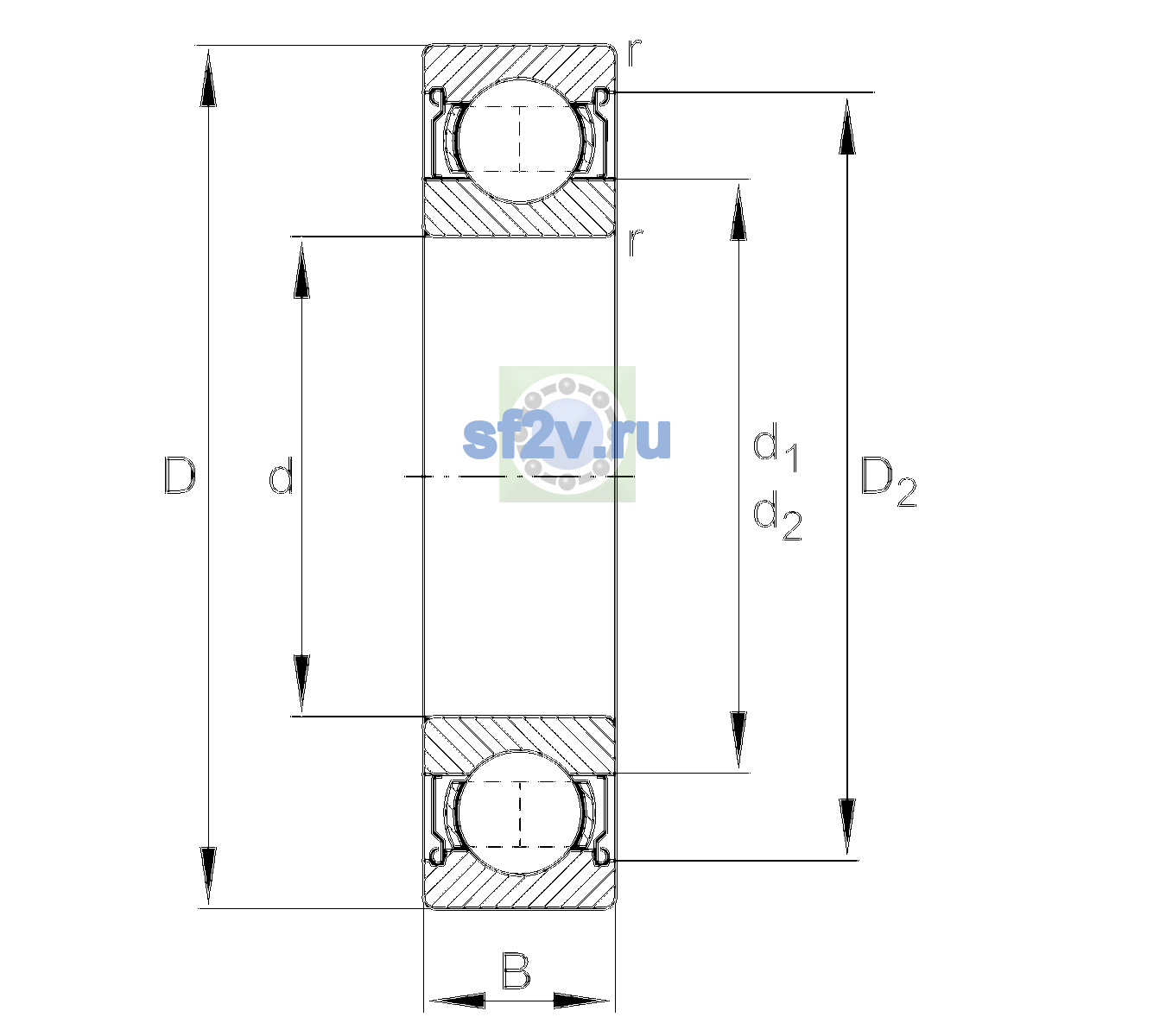 Схема подшипника 6007-2Z-L038-C3