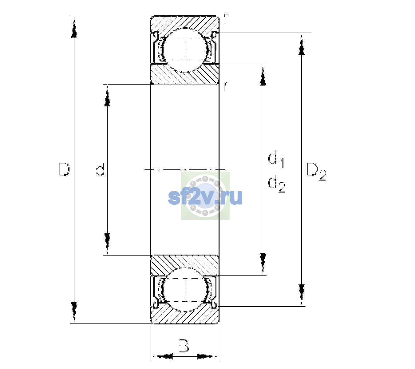 Схема подшипника 6007-2Z-L138-CM