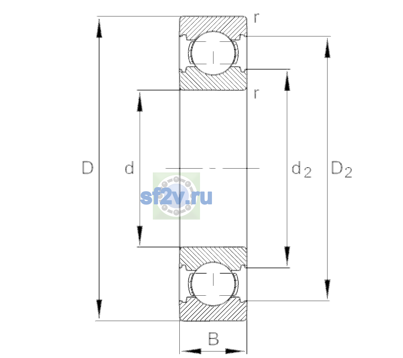 Схема подшипника 6007-C-CM>V