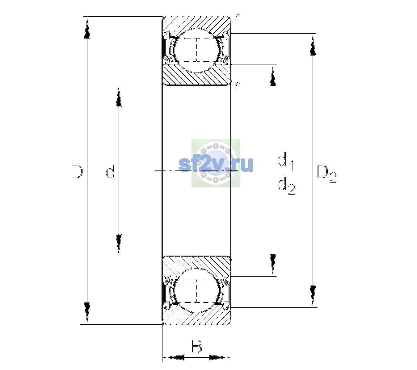 Схема подшипника 6008-2RSR-L138-CM
