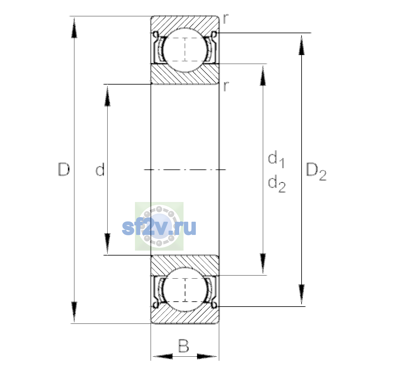 Схема подшипника 6009-2Z-L069-C3